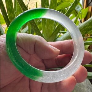 Green and White Bangle Bracelet